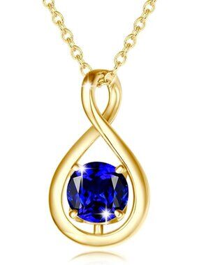 Dainty Infinity Birthstone Necklace - Sterling Silver Pendant Jewelry Gift